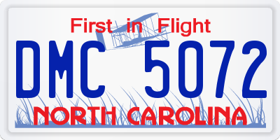 NC license plate DMC5072
