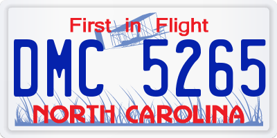 NC license plate DMC5265