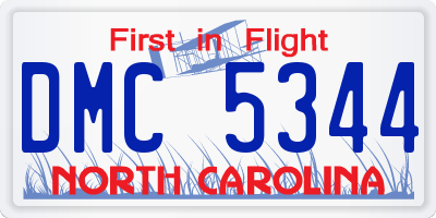 NC license plate DMC5344