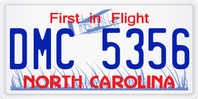 NC license plate DMC5356