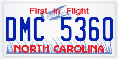 NC license plate DMC5360