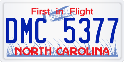 NC license plate DMC5377