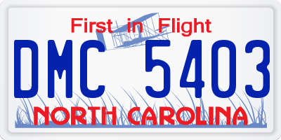 NC license plate DMC5403