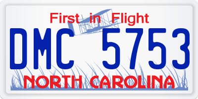 NC license plate DMC5753