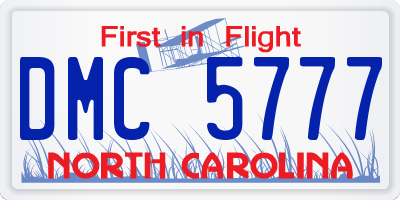 NC license plate DMC5777
