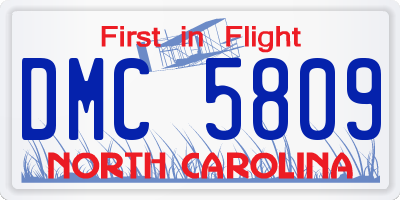 NC license plate DMC5809