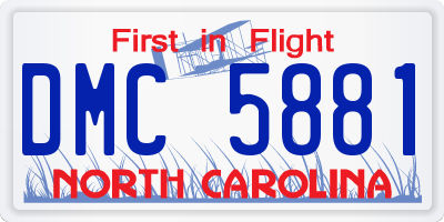 NC license plate DMC5881