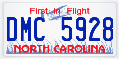 NC license plate DMC5928