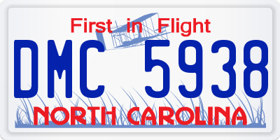 NC license plate DMC5938