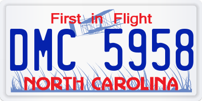 NC license plate DMC5958