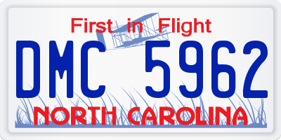 NC license plate DMC5962
