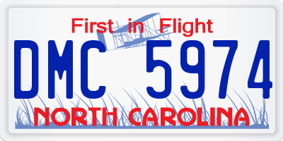 NC license plate DMC5974