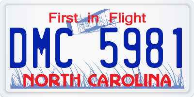 NC license plate DMC5981