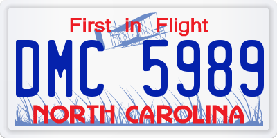 NC license plate DMC5989