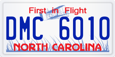 NC license plate DMC6010