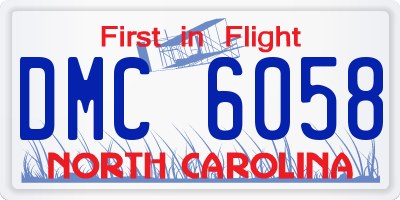 NC license plate DMC6058