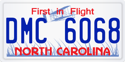 NC license plate DMC6068