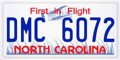 NC license plate DMC6072