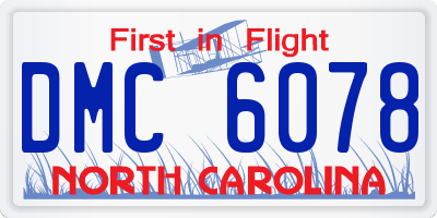 NC license plate DMC6078