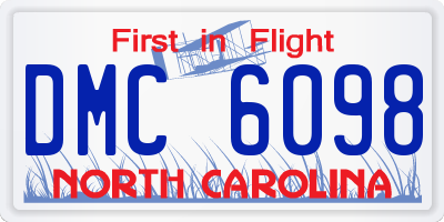 NC license plate DMC6098