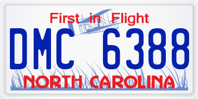 NC license plate DMC6388