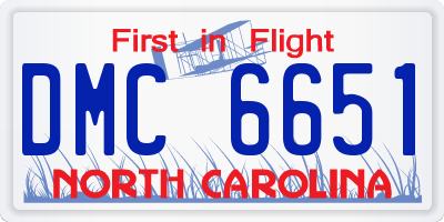 NC license plate DMC6651