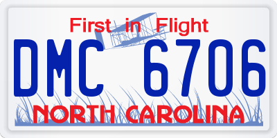 NC license plate DMC6706