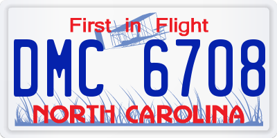 NC license plate DMC6708