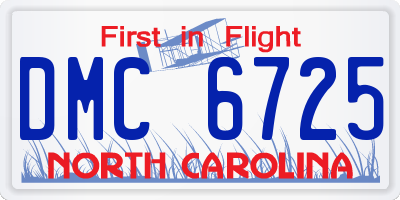 NC license plate DMC6725