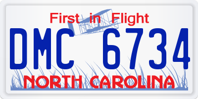 NC license plate DMC6734