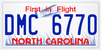NC license plate DMC6770