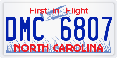 NC license plate DMC6807