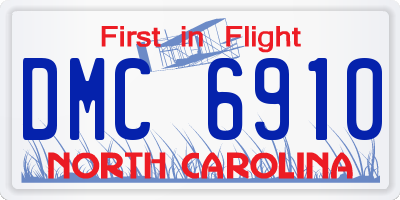 NC license plate DMC6910