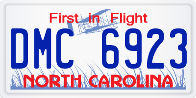 NC license plate DMC6923
