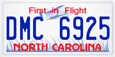 NC license plate DMC6925
