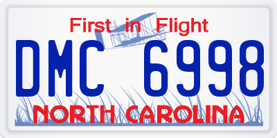 NC license plate DMC6998