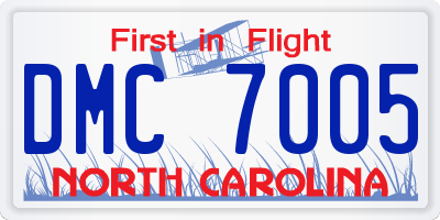 NC license plate DMC7005
