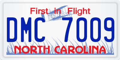NC license plate DMC7009