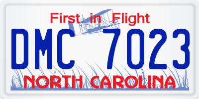 NC license plate DMC7023