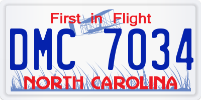 NC license plate DMC7034