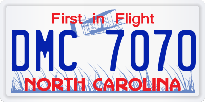 NC license plate DMC7070