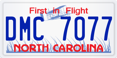 NC license plate DMC7077