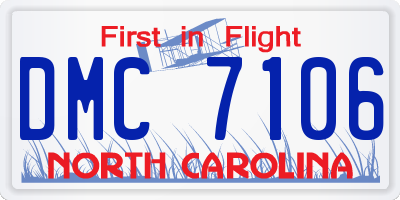 NC license plate DMC7106