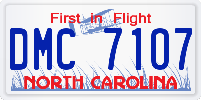 NC license plate DMC7107