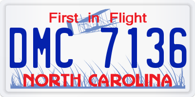 NC license plate DMC7136