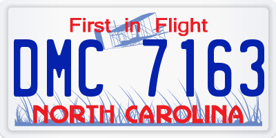 NC license plate DMC7163