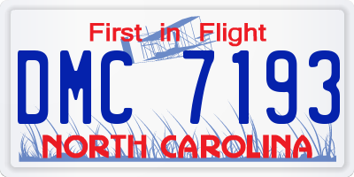 NC license plate DMC7193