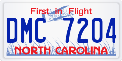 NC license plate DMC7204