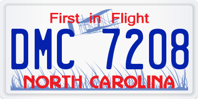 NC license plate DMC7208