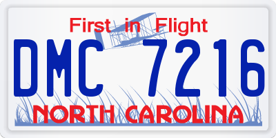NC license plate DMC7216